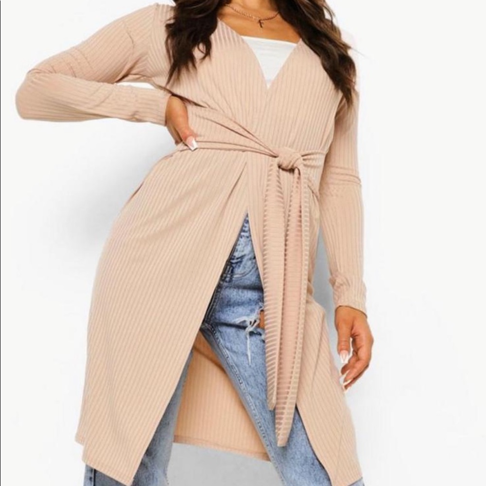 Bohoo jumbo Rib Belt Detail Kimono